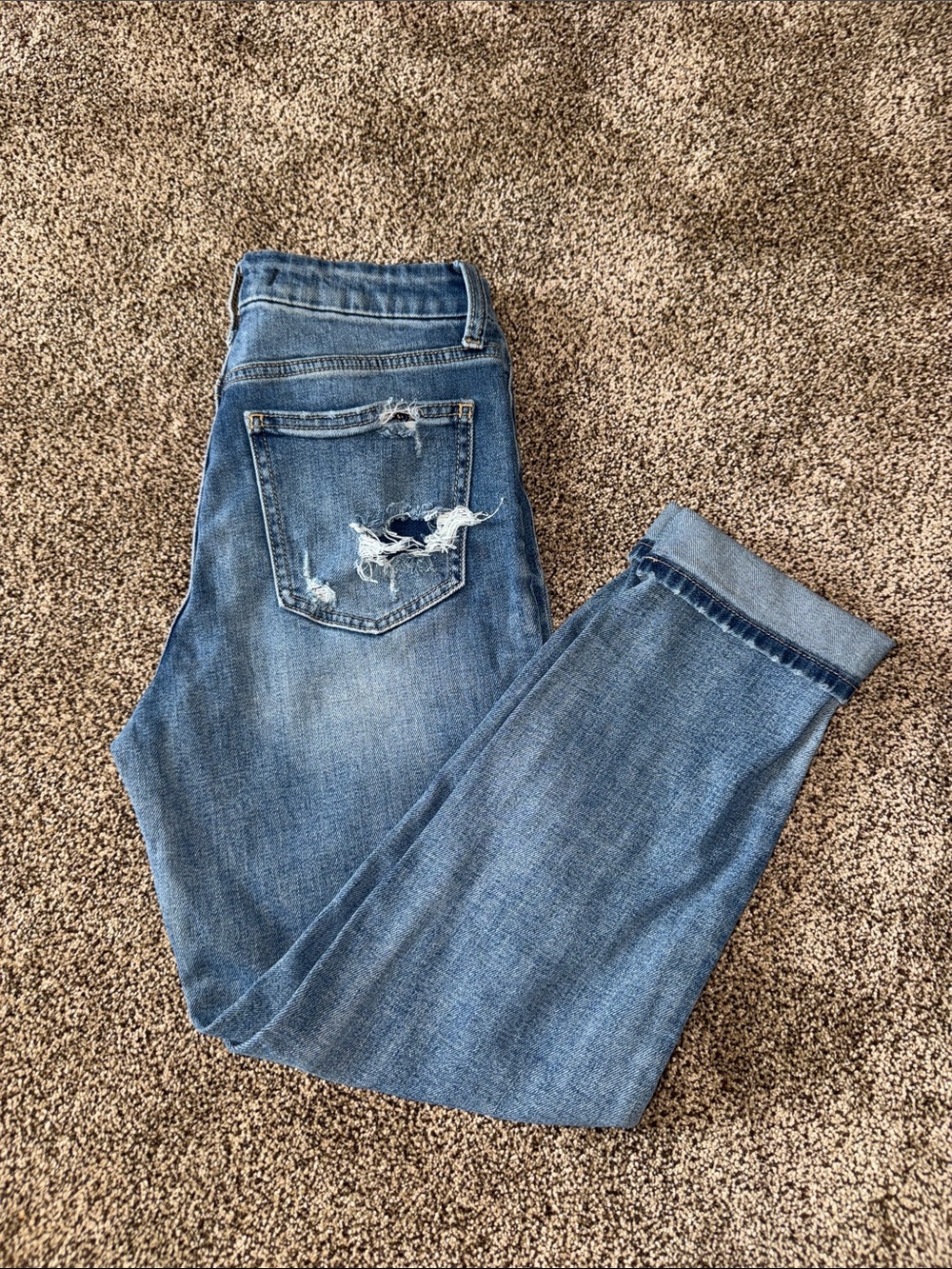 Women's Light Blue Ankle Crop Distressed Jeans